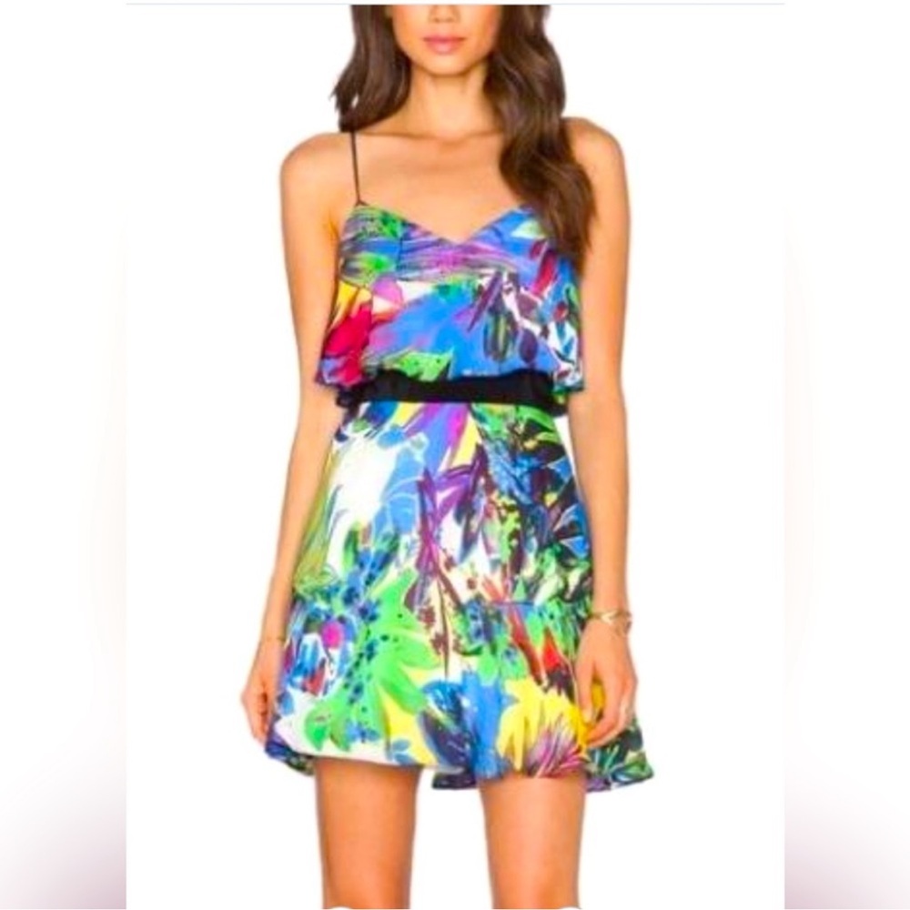 NWT Milly Multicolor Floral Tropical Print Flared Tank
Dress Silk, Size 4
